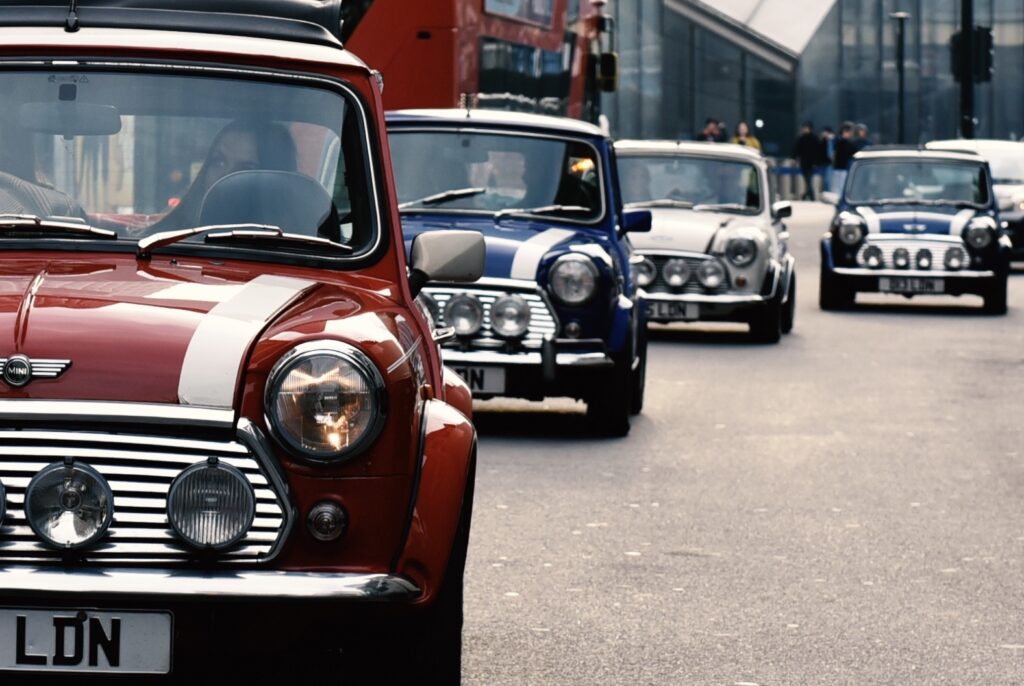 Landmarks Of London in a Classic Mini Cooper