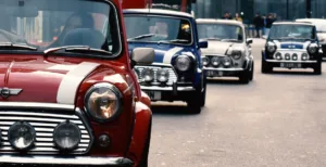 Mini Coopers on road