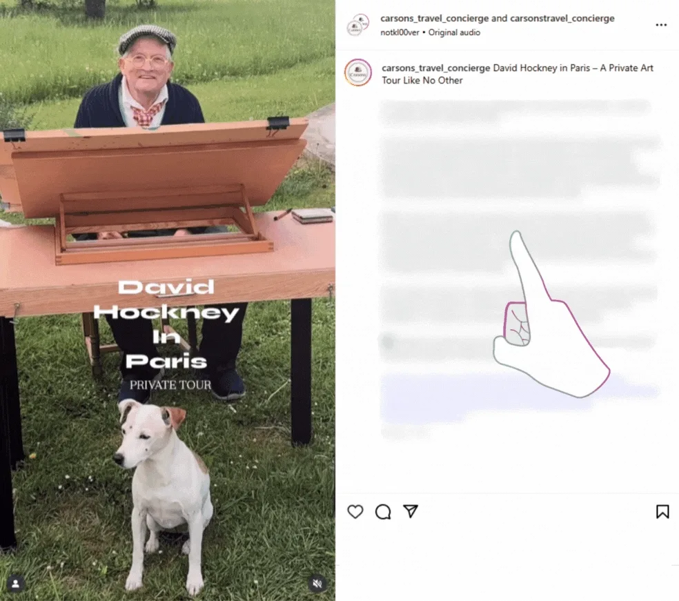 Instagram post about David Hockney 25 exhibition at Fondation Louis Vuitton