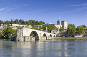 Shore view of Pont Saint-Benezet, Avignon, Provence, France