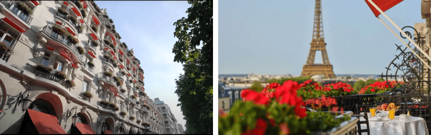 Вид на Эйфелеву башню из отеля Plaza Athénée Paris